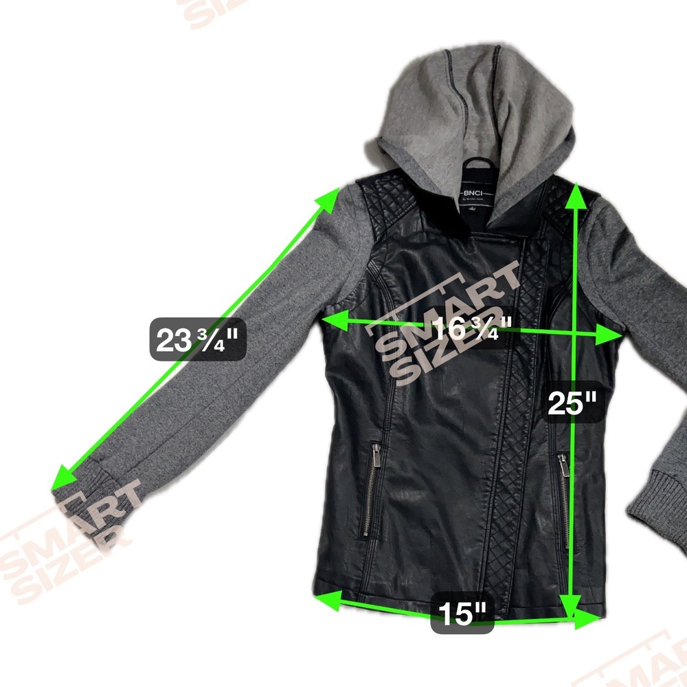 BNCI by Blanc Noir Black Faux Leather Hooded Moto Jacket Women's Size S - Picture 5 of 9
